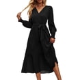 thumbnail image 1 of Vestido Maxi Boho Floral PRETTYGARDEN para Mujer, Cruzado en V, Negro, Talla M, 1 of 6