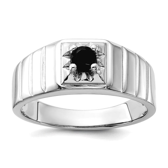 925 Sterling Silver Rhodium Plated Black Simulated Onyx Mens Ring Size 11 Ring for Men