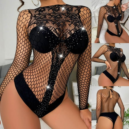 

EQWLJWE Sexy Lingerie for Women Women Underwear Bra Panties Jumpsuit Underclothes Underpants Lingerie Roleplay Rompers One Size