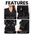thumbnail image 6 of NY Threads Womens Robe Soft Knit Waffle Bathrobe Lightweight Knee-Length Loungewear, Medium, Black, 6 of 7