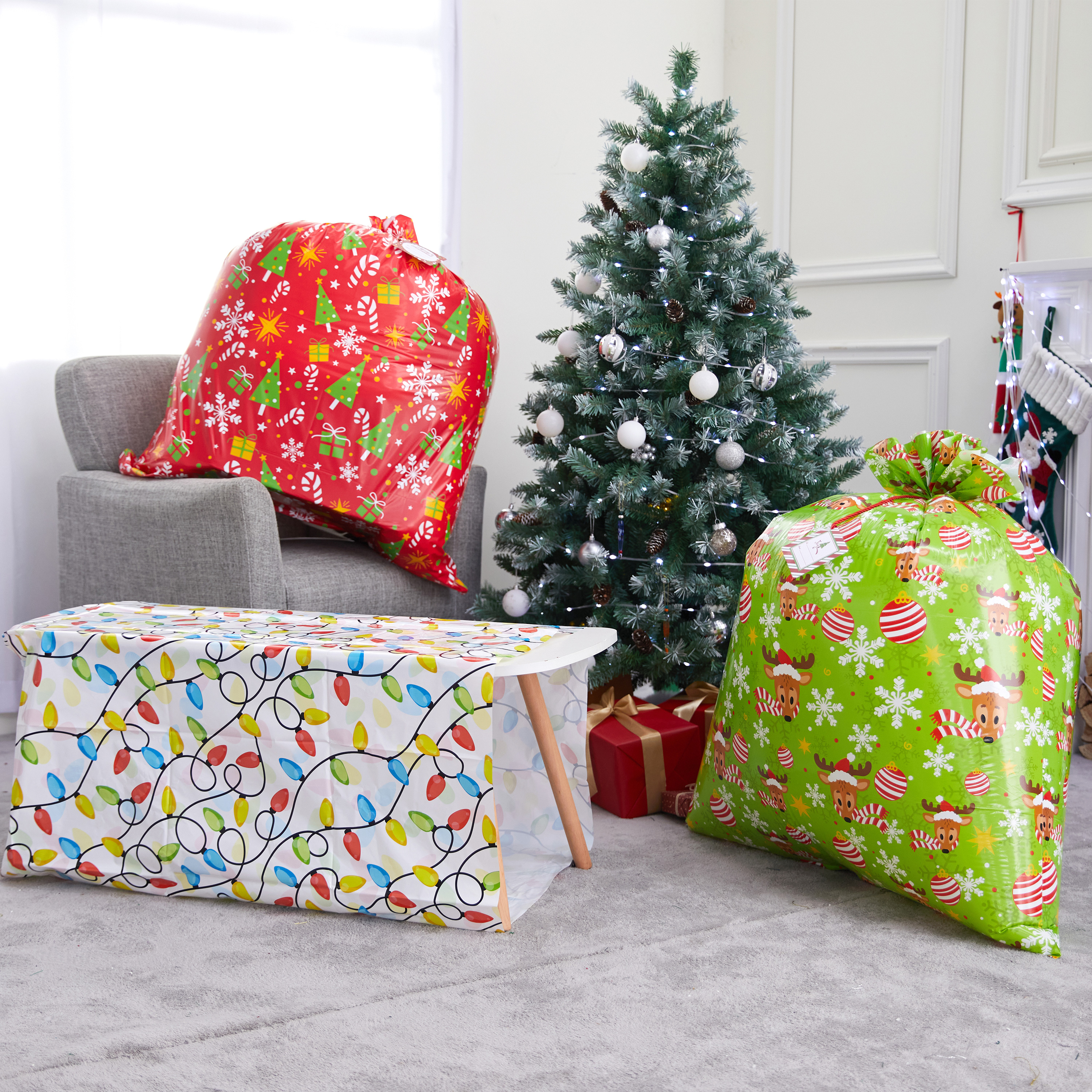 Joyfy 3-Piece Jumbo Christmas Gift Bags, 44 x 36 Inches photo 2