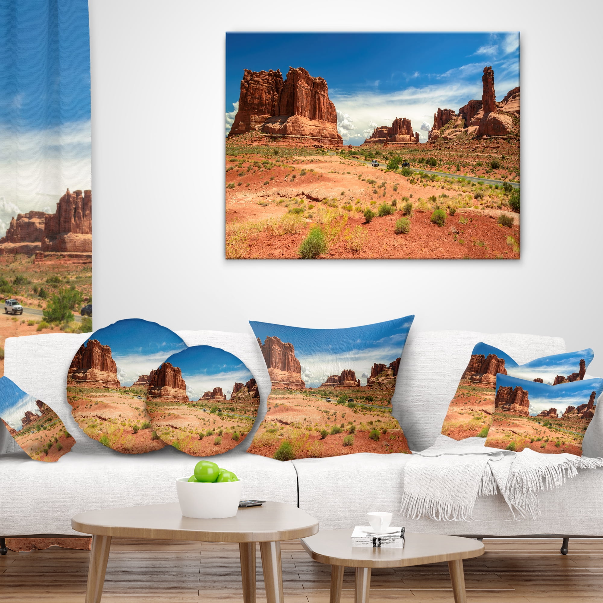 Designart American Road in Arches National Park - Landscape Printed Throw Pillow - 12x20