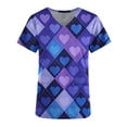 thumbnail image 4 of RKSTN Womens Scrubs Valentine's Day Colorful Hearts Print Plus Size Spring Summer V Neck Color Block Short Sleeve Pocket Comfort Caregiver Top, 4 of 5