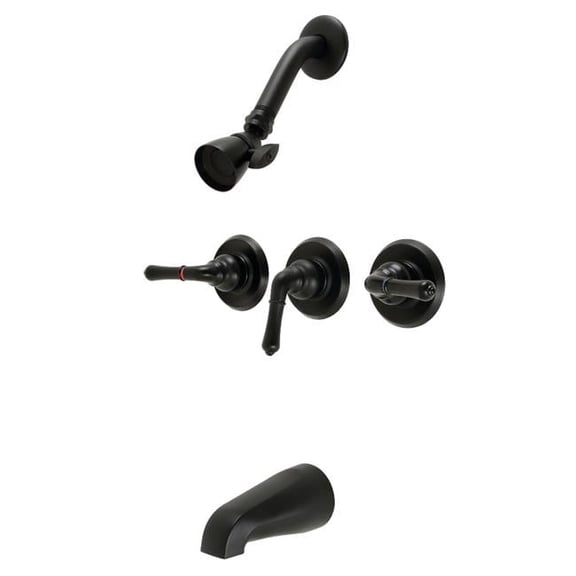 Magellan Three-Handle Tub & Shower Faucet, Matte Black