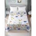 thumbnail image 2 of Full Size Flat Sheet Only, Spring Floral Soft Brushed Microfiber Bed Sheets, Elegant Butterfly Summer Botanical Hotel Quality Breathable Bedding Top Sheet, Easy Care, 81"x96", 2 of 9