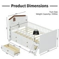 thumbnail image 4 of Bellemave Twin Bed with 4 Storage Drawers and Fence Rails, Wood Platform Beds with Bookshelf Headboard, Twin Size Beds Frame with Ladder, No Box Spring Needed (White）, 4 of 8