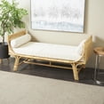 thumbnail image 2 of DecMode Rattan Wrapped Bench with White Fabric Seat and Side Cushions, Light Brown, 2 of 9