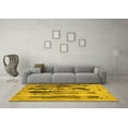 thumbnail image 3 of Ahgly Company Machine Washable Indoor Round Abstract Yellow Modern Area Rugs, 5' Round, 3 of 4