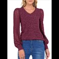 thumbnail image 2 of Blusas de Encaje de Larga para Mujer, Suéteres de Cuello en V A para Otoño 2025, Atuendos Elegantes e Informales de Invierno Vino Tinto S, 2 of 8