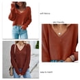 thumbnail image 3 of Top De Punto Suelto Para Mujer Top De Punto Corto Para Mujer Prendas De Punto Con Cuello En V Manga Larga Color Puro Respetuoso Con La Piel Respirable Corto Jersey De Punto Suelto ACTIVE Cocina, Decoración y Otros, 3 of 5