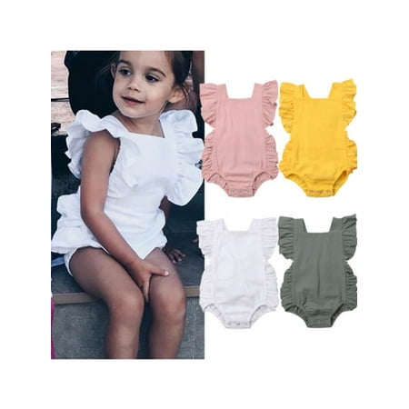 

Wytyjxccyy Newborn Toddler Baby Girl Summer Clothes Ruffle Romper Sleeveless Jumpsuit Outfit Sunsuit