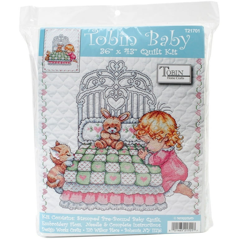  Tobin Balloon Ride Stamped for Cross Stitch Baby Quilt Kit,  34x43, Multicolor, 34 x 43