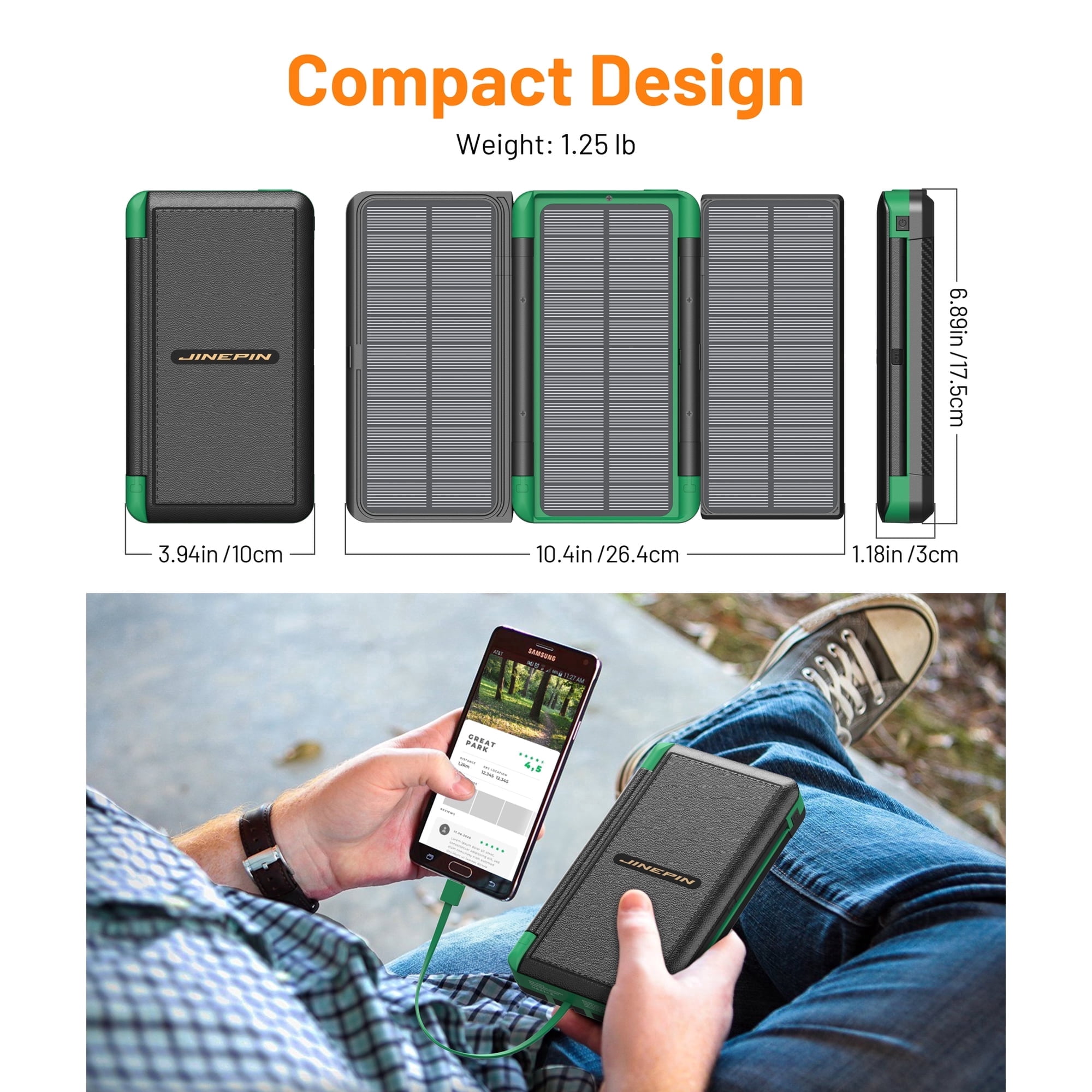 46800mAh Solar Charger Power Bank 20W Fast Charging with Cables Compatible for iPhone, Android Phone