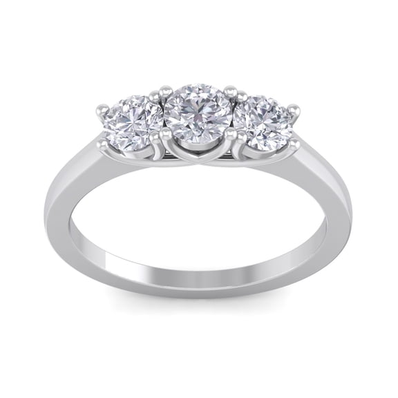 SuperJeweler 1 Carat Three Diamond Ring In Solid White Gold For Women