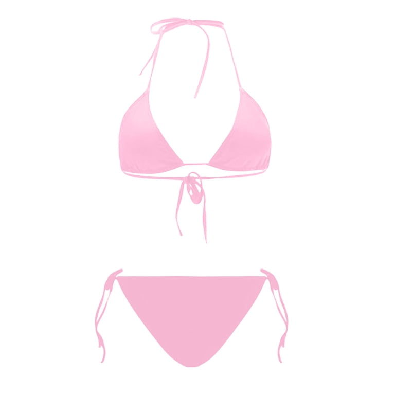 OYOANGLE Plus Size 2-Piece Bikini | Triangle Halter Top & Tie-Side Bottoms | High-Stretch Swimwear For Beach & Pool