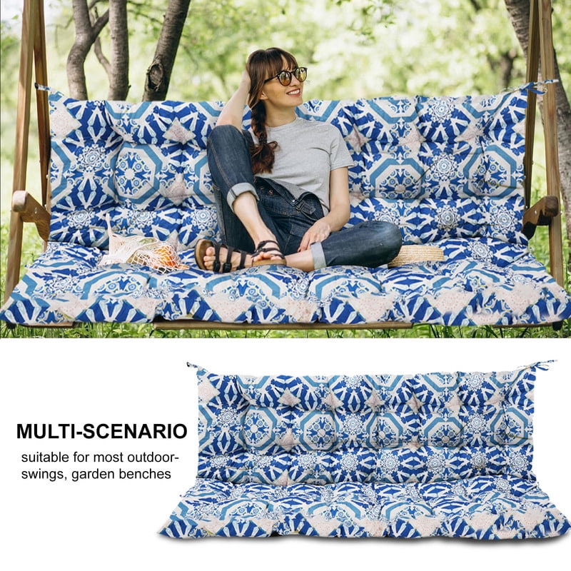 Outdoor Porch Swing Replacement Cushions, Waterproof Bench Chair cushion, 2-3 Seater Patio Swing cushion with Backrest and Ties, 4" thick