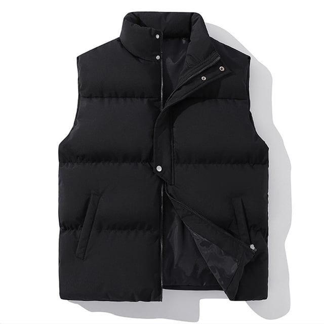 Men's Sleeveless Jacket, Button Front Casual Vest With Pockets, Solid Color Polyester Outerwear For Winter Daily Use, Lightweight Layering Streetwear