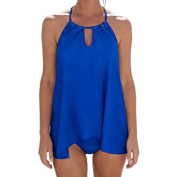 Traje de baño Tankini para mujer, moda de primavera, conservador, color sólido, estilo falda, conjunto de traje de baño dividido, traje de baño para mujer, trajes de baño para mujer, tankinis, traje d