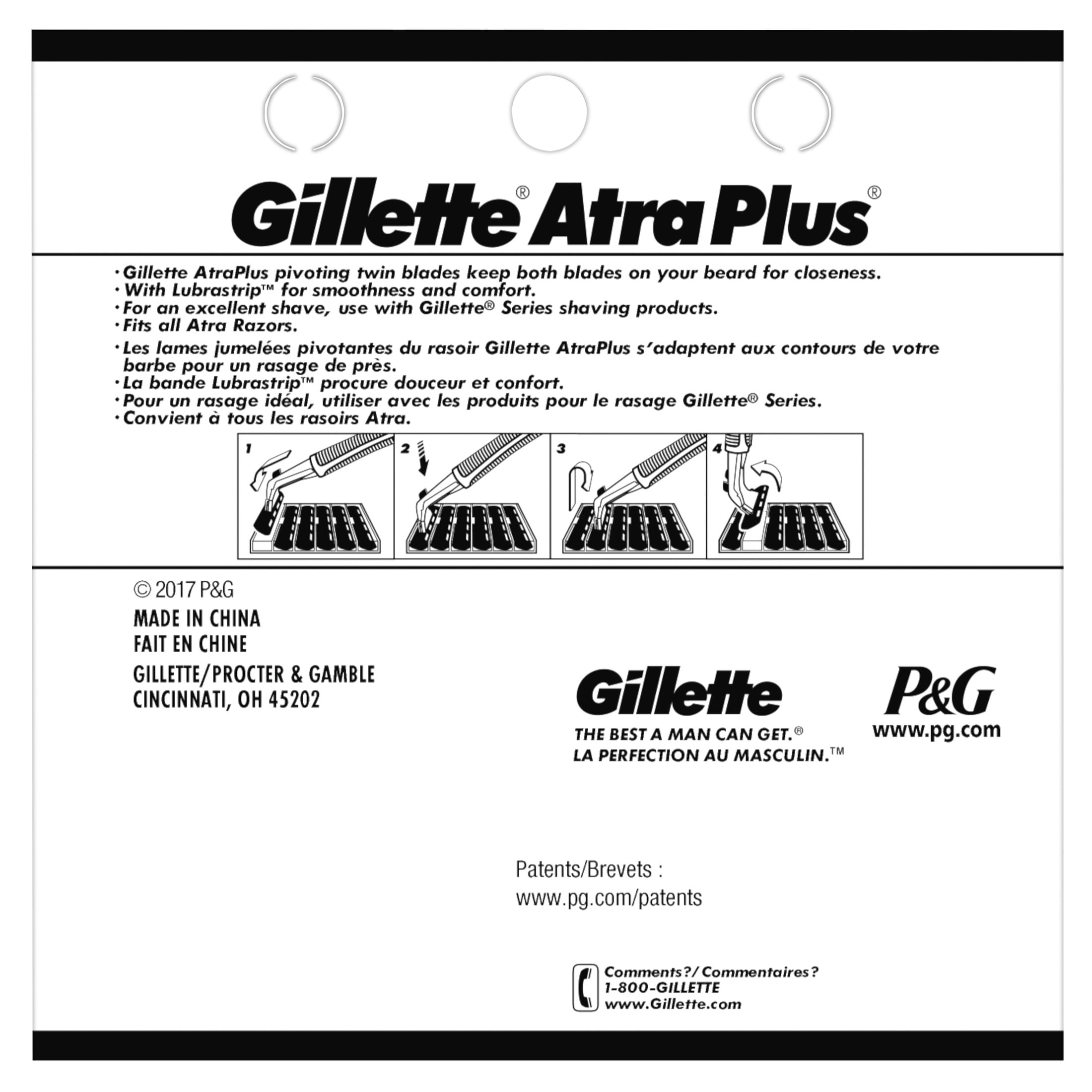 Gillette Atra Plus Mens Razor Blade Refill Cartridges, 10 Ct