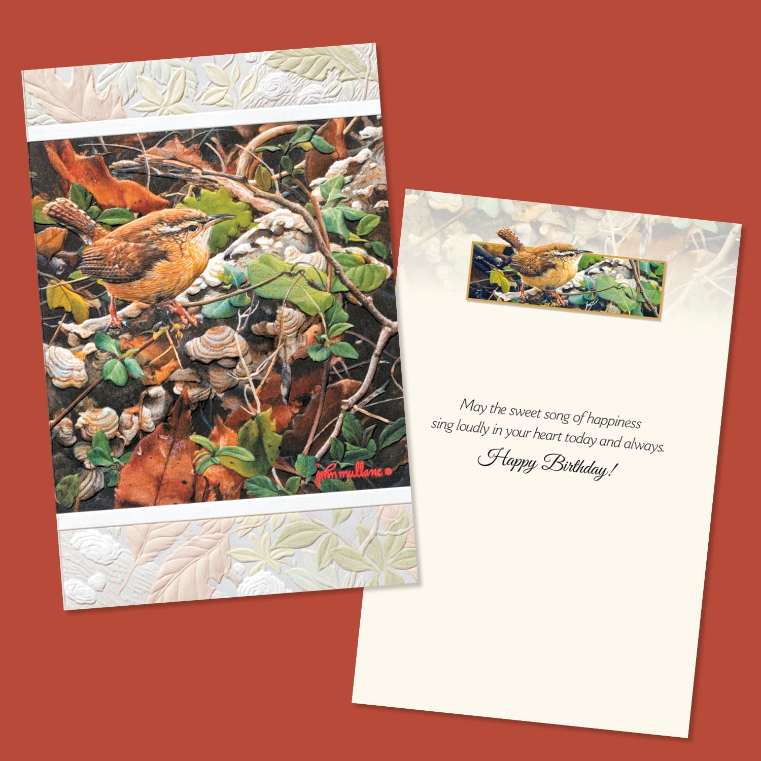 Pumpernickel Press Deluxe Embossed Birthday Card Assortment – “Wild Birds”, 30 Ct