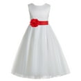 thumbnail image 2 of Ekidsbridal Girl Wedding Flower Girl Dress - V-Back Ivory Tulle with Tiebow, 2 of 3