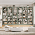 thumbnail image 5 of Homfa Arch Bookcase Set of 2, Triple Width Library Bookcase for Home Office Living Room, Green, 5 of 8