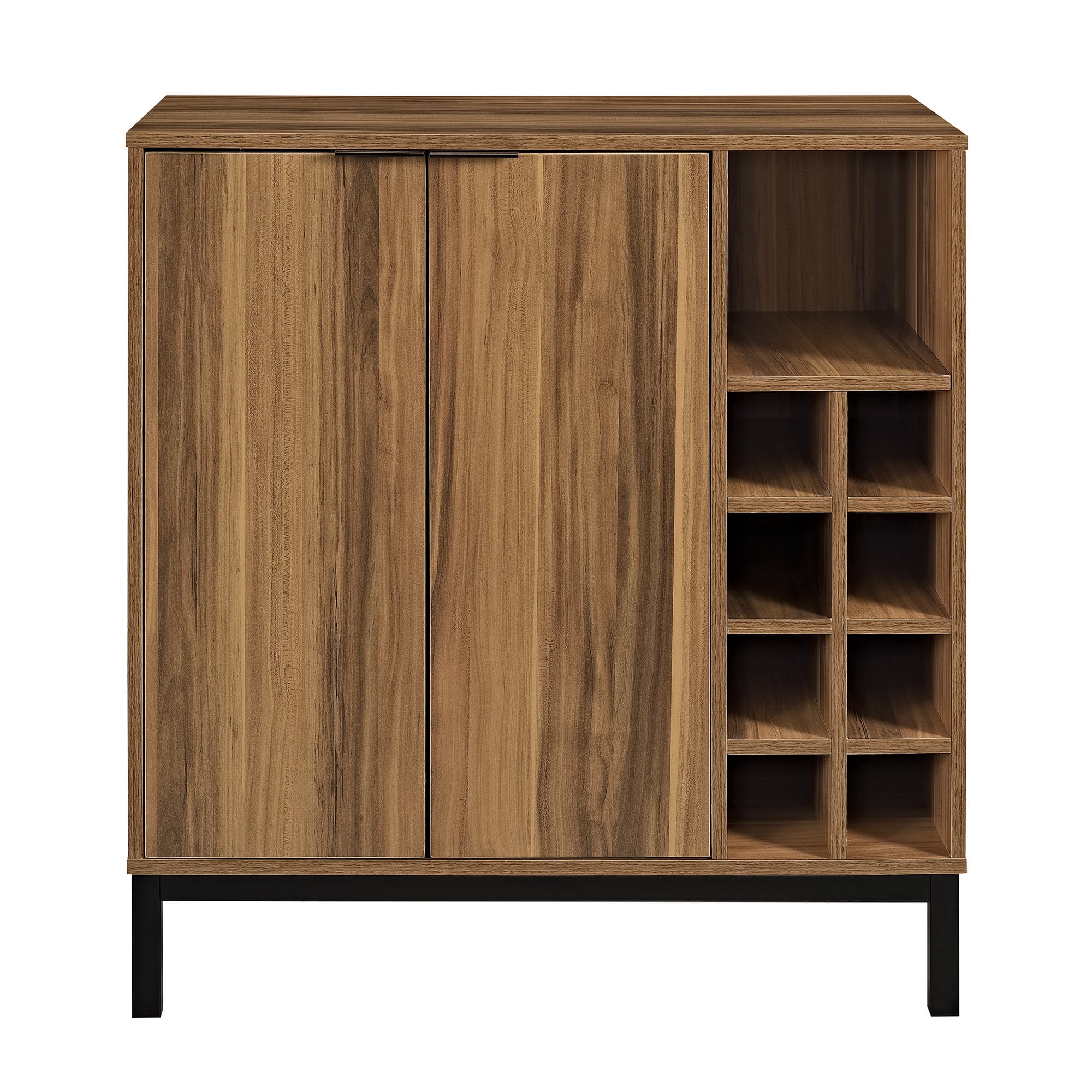 Walker Edison Bar Cabinet with Wine Storage, Teak
