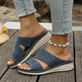 thumbnail image 5 of LOVZFMLL Wedge Sandals for Women 2025 Slip On Open Toe Comfort Walking Clogs Sandals Casual Outdoor Summer Beach Vacation Slides Sandals Blue 7.5, 5 of 7