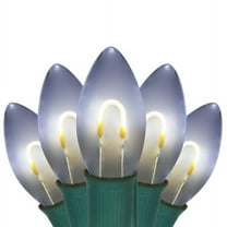 Wintergreen Lighting C9 LED FlexFilament Christmas Lights, Outdoor Vintage Filament Christmas Lights, Green Wire, Cool White PET Bulbs, 15 Lights, 15 Ft