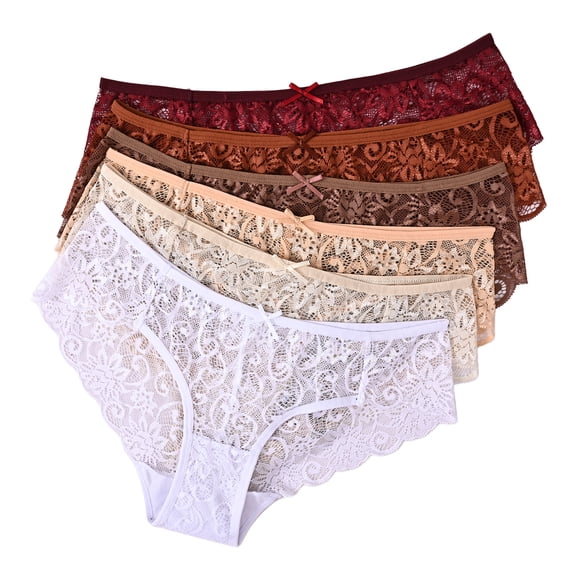 Sunm Boutique Lace Panties Seamless Underwear for Women Plus Size Cheeky Panties for Women Hipster 6 Pack