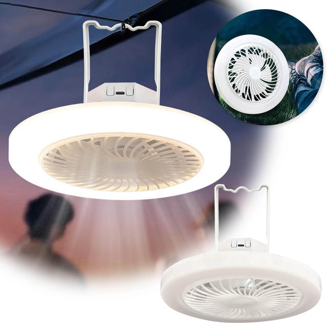 Klonfd Outdoor Camping Fan Light Portable Lighting Usb Charging Multifunctional Dormitory Mini Silent Ceiling Fan Light