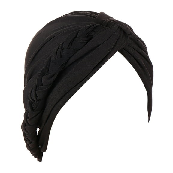 Weikingp Fascinators Hats for Women Women Braid Turban Hats Hat Cap Hair Bonnet Head Scarf Wrap Cover Hats for Men Hats for Women Mens Hats () Black Polyester