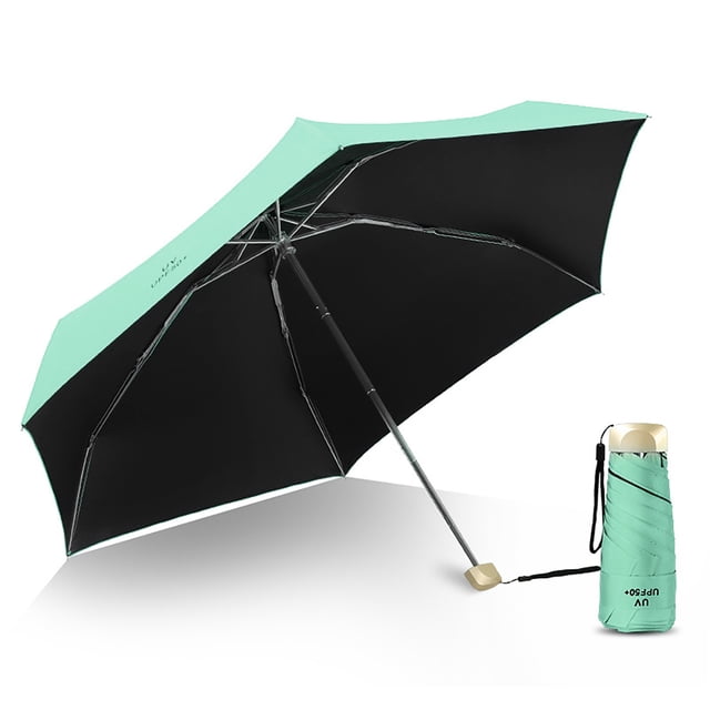 Sombrilla superligera, mini, plegable, con protección UV, resistente al viento, portátil, de doble uso, color verde aguacate