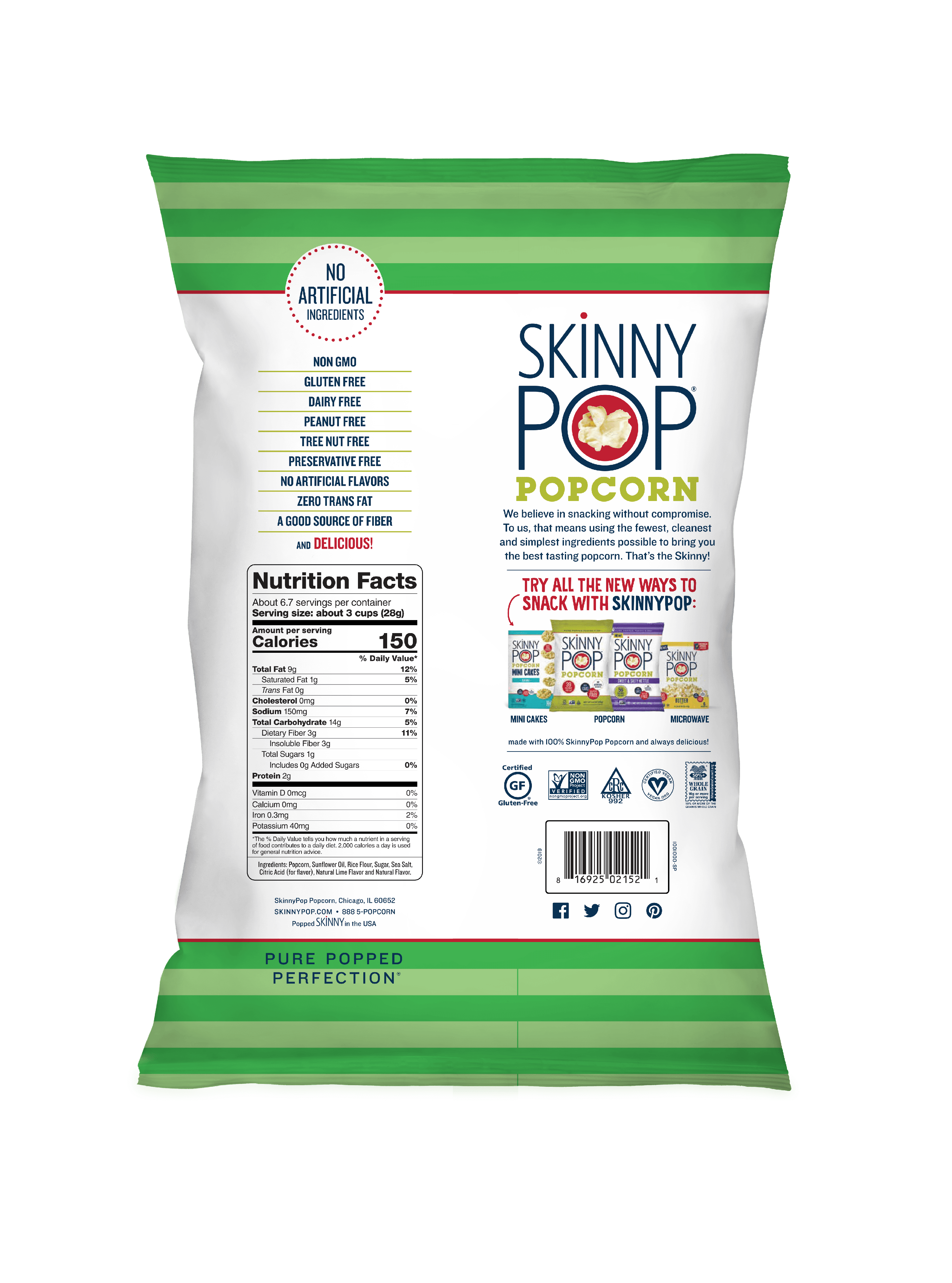 Skinnypop Twist Of Lime Popcorn Non Gmo Gluten Free 6 7 Oz Bag Walmart Com Walmart Com
