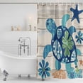 thumbnail image 2 of Sea Turtle Coastal Shower Curtain Set - 72" x 78" Washable Bathtub Curtain with 12 Hooks, Summer Beach Starfish Seaside Waterproof Fabric Stall Shower Curtains for Bathroom/Bathtub Décor, 2 of 6