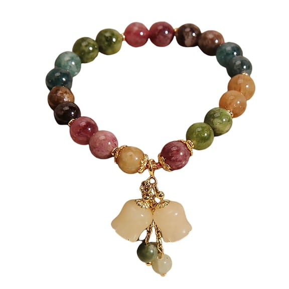Moocorvic Natural Colored Bracelet, Suzuran Flower Pendant String Gift for Women and Girlfriends Chalcedony Bell Orchid Pendant