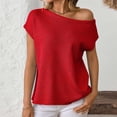 thumbnail image 2 of Sevevn Women's Off The Shoulder Sweater Tops Summer Short Sleeve Knit Casual Shirt 2025 Trendy Going Out Tops, 2 of 7