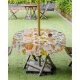 thumbnail image 4 of Fall Thanksgiving Day Outdoor Tablecloth with Umbrella Hole, Orange Pumpkin Watercolor Zippered Table Cloth for Round Tables Beige Burlap Waterproof Tabletop Collection for Patio Garden Picnic, 60R, 4 of 6