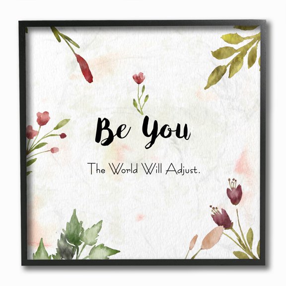 Stupell Industries Be You Flower Green Red Watercolor Inspirational Word Design Framed Wall Art by Ziwei Li
