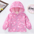 thumbnail image 5 of Y-Sunset Girls Star Print Hooded Windproof Jacket, Zip Outerwear; Lightweight Wind Resistant Kids Coat for Daily Outdoor Travel Camping Wear(Pink1/4-5 Years), 5 of 8