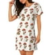 thumbnail image 2 of Fotbe Red Mushrooms Bata de Dormir para Mujer con Estampado, Camisón de Algodón de Manga Corta, Ropa de Dormir Casual, 2 of 6