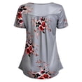 thumbnail image 5 of WISEFIN Women Summer Floral Print Short Sleeve Button Relaxed Fit Casual T-Shirt Blouse Tunic Tops, 5 of 5