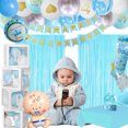 thumbnail image 5 of Finypa Baby Shower Decorations for Boy, Blue White Baby Party Decor Kit Include Paper Balloons Boxes, Blue Balloon Garland,Bronzing Banner,Tablecloth,Sash, 5 of 5