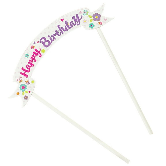 GOOHOCHY Happy Birthday Cake Topper Cake Decorations Party Supplies (Pink Flower)