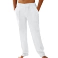 thumbnail image 1 of Pantalón de lino PASLTER para hombre, casual, holgado, blanco, 1 of 5