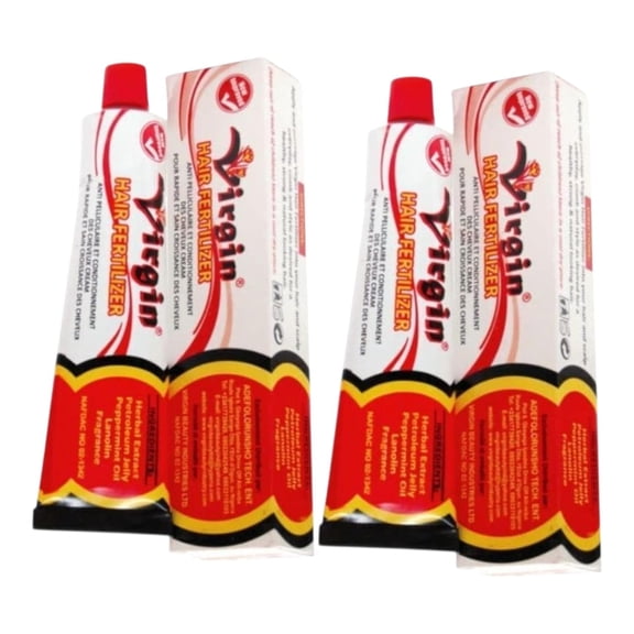 2X Virgin Hair Fertilizer with Coconut Oil - Anti-Dandruff & Hair Growth Cream, Scalp Treatment, Strengths & Conditions, 125g Tube (2-Pack)