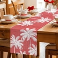 thumbnail image 5 of Coral Red Palm Trees Table Runner 72 Inches, Farmhouse Tropical Summer Beach Bed Runner Dresser Scarves Tabletop for Indoor Outdoor Parties/Ceremony/Banquet, 16" x 72", 5 of 9
