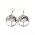thumbnail image 1 of Xiao Hua Pendientes de piedra natural personalizados, hechos a mano, envueltos en seda, de plata, con colgante de árbol de la vida de cristal natural de 3 cm (multicolor)., 1 of 5