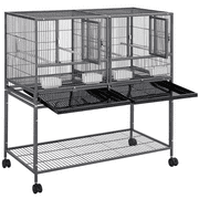 Yaheetech 41.5H Stackable Wide Bird Cage with Rolling Stand,Black