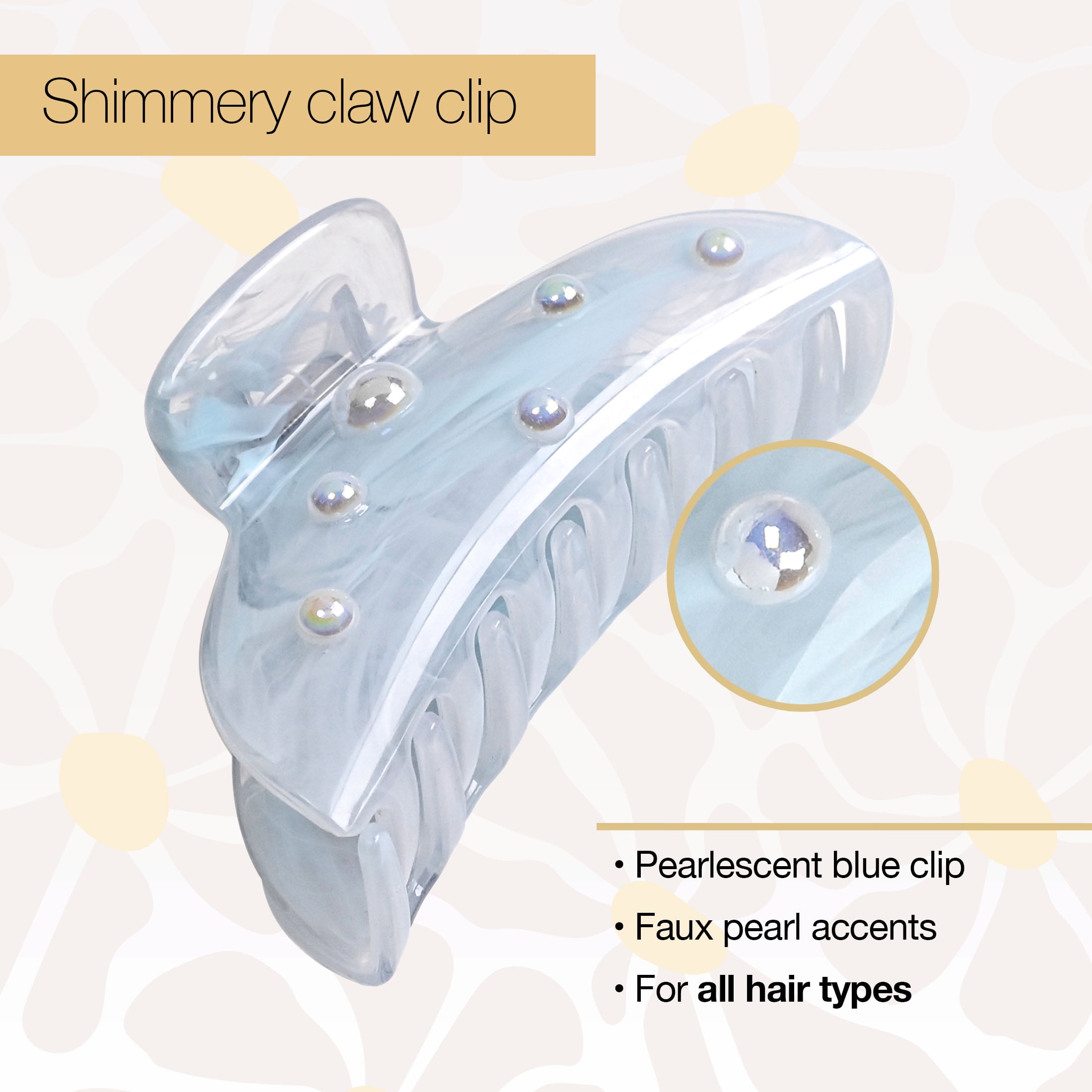 Scunci x Kelsey Anderson Faux Pearl Claw Clip, White, 1 count